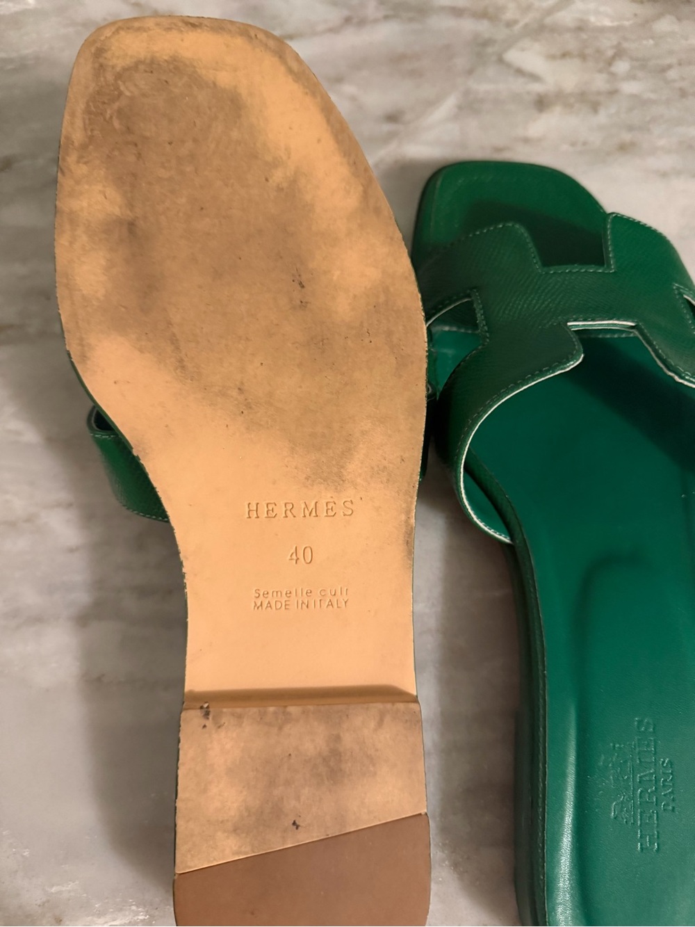 Hermes Green Women's Slide Sandals - Picture 3 of 3